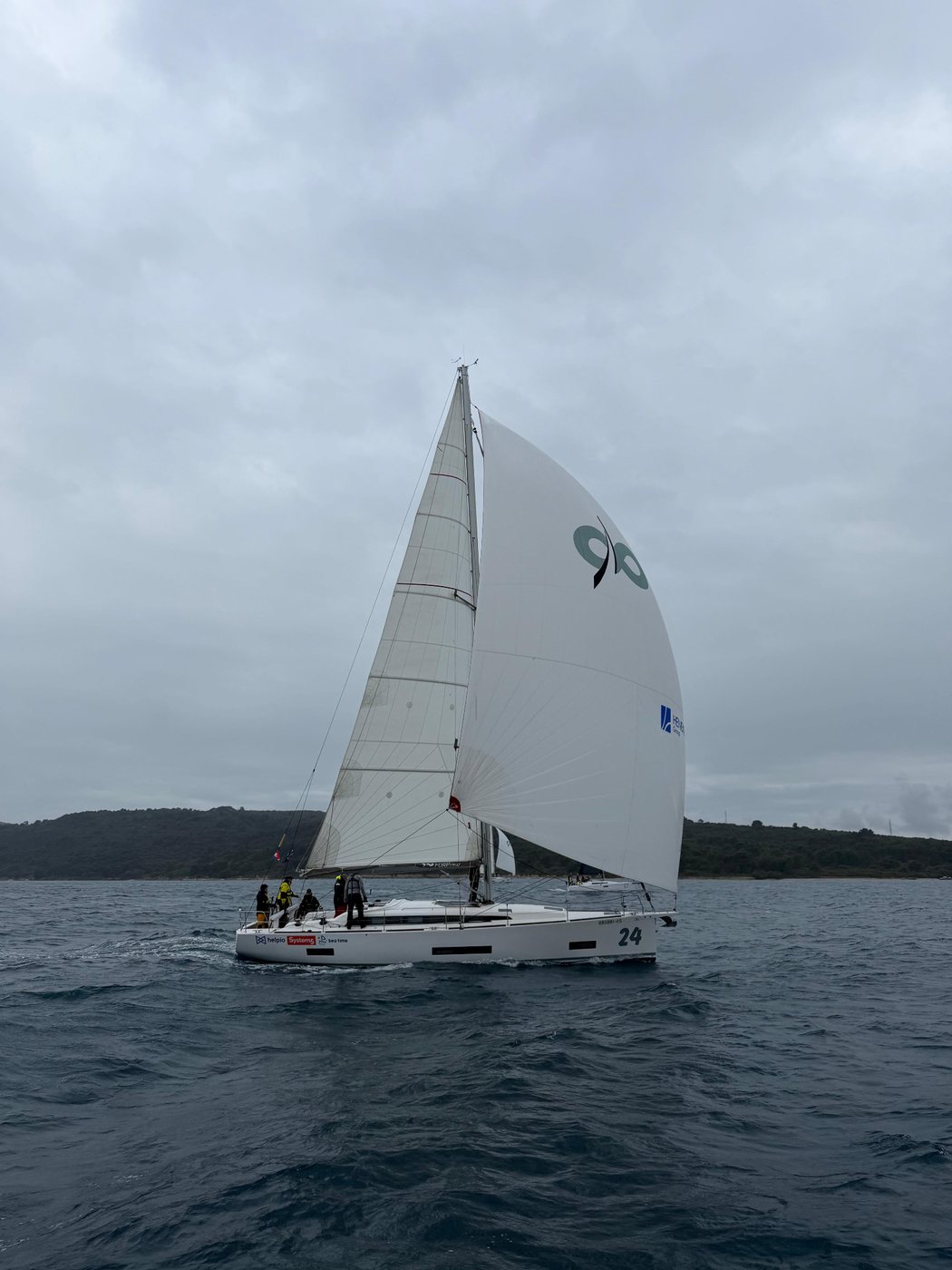 System5 branded yacht sailing at sea